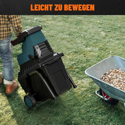 Broyeur de jardin électrique silencieux | rouleau à 8 dents | broie jusqu'à 45mm