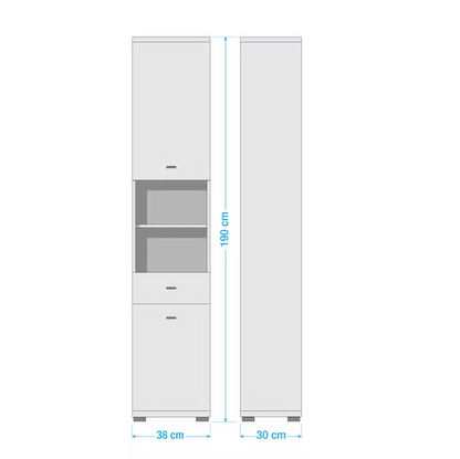 Armoire colonne de salle de bain blanc brillant
