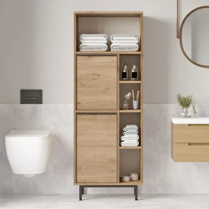 Meuble rangement salle de bain bois clair